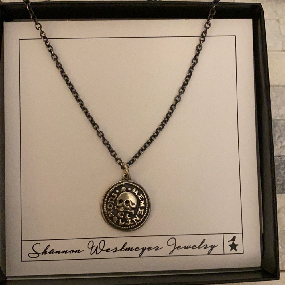 Memento Mori Skull sterling Silver Charm with 18” chain New In Box